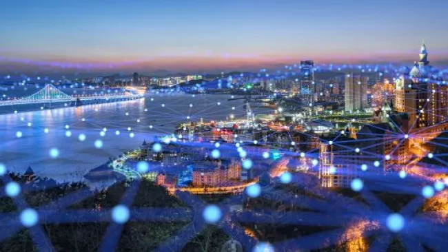 City with interconnected lights