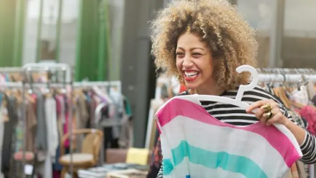 A woman shopping for clothes