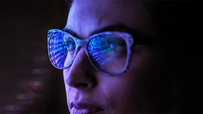 A woman analyzing