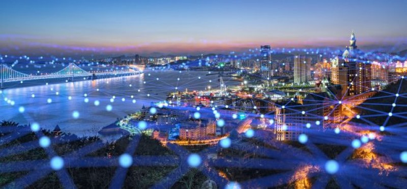 City with interconnected lights