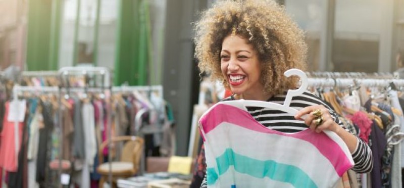 A woman shopping for clothes