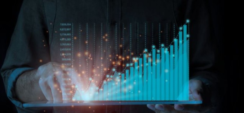 A bar graph with increasing trend