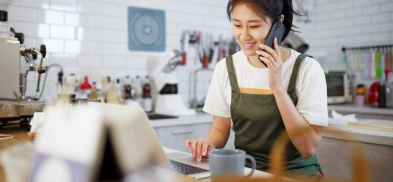 A busy woman at work