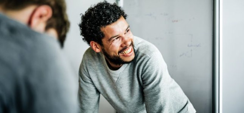A man grinning