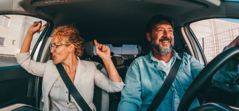 Two people hitting the road