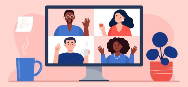 Laptop screen showing 4 faces