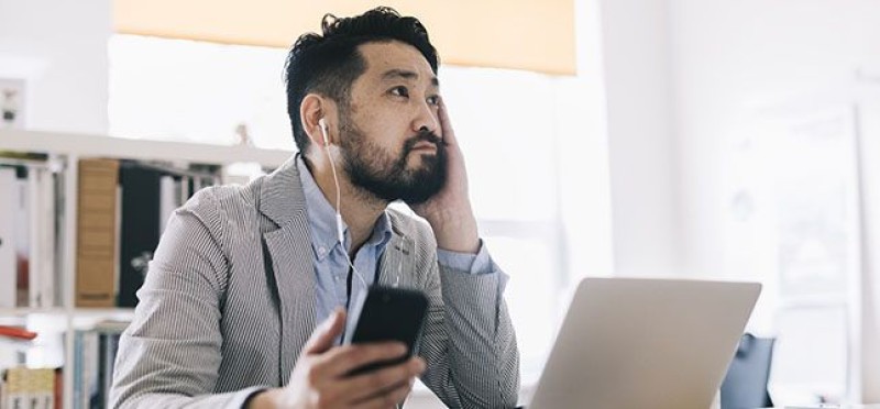 A man with earphones on 