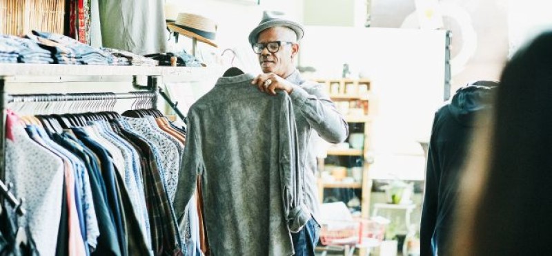 A man in a retail store