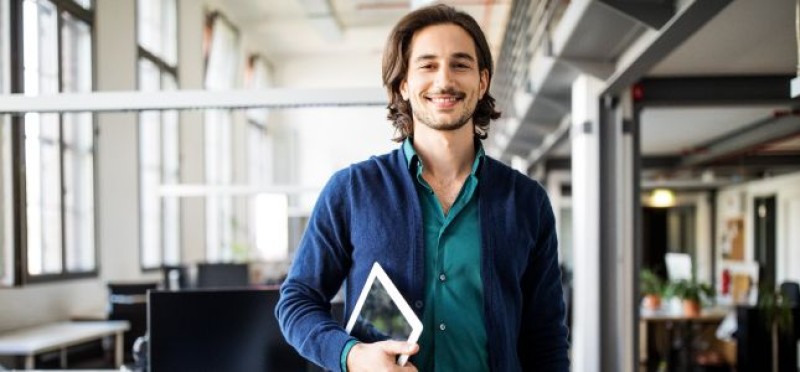 A smiling employee
