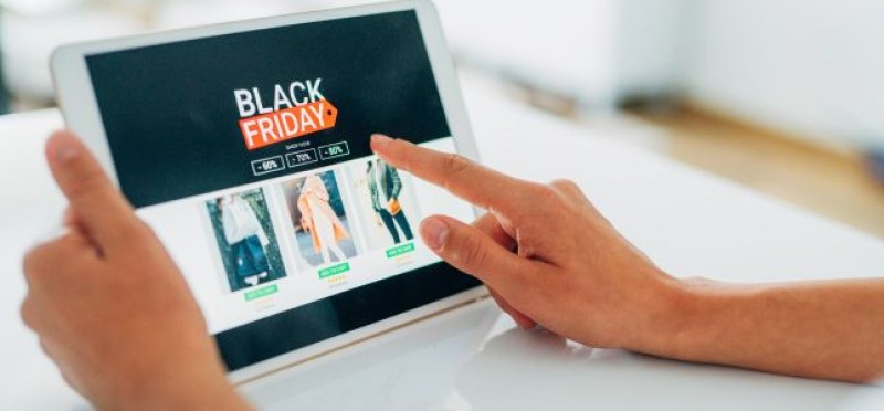 Tablet showing black friday